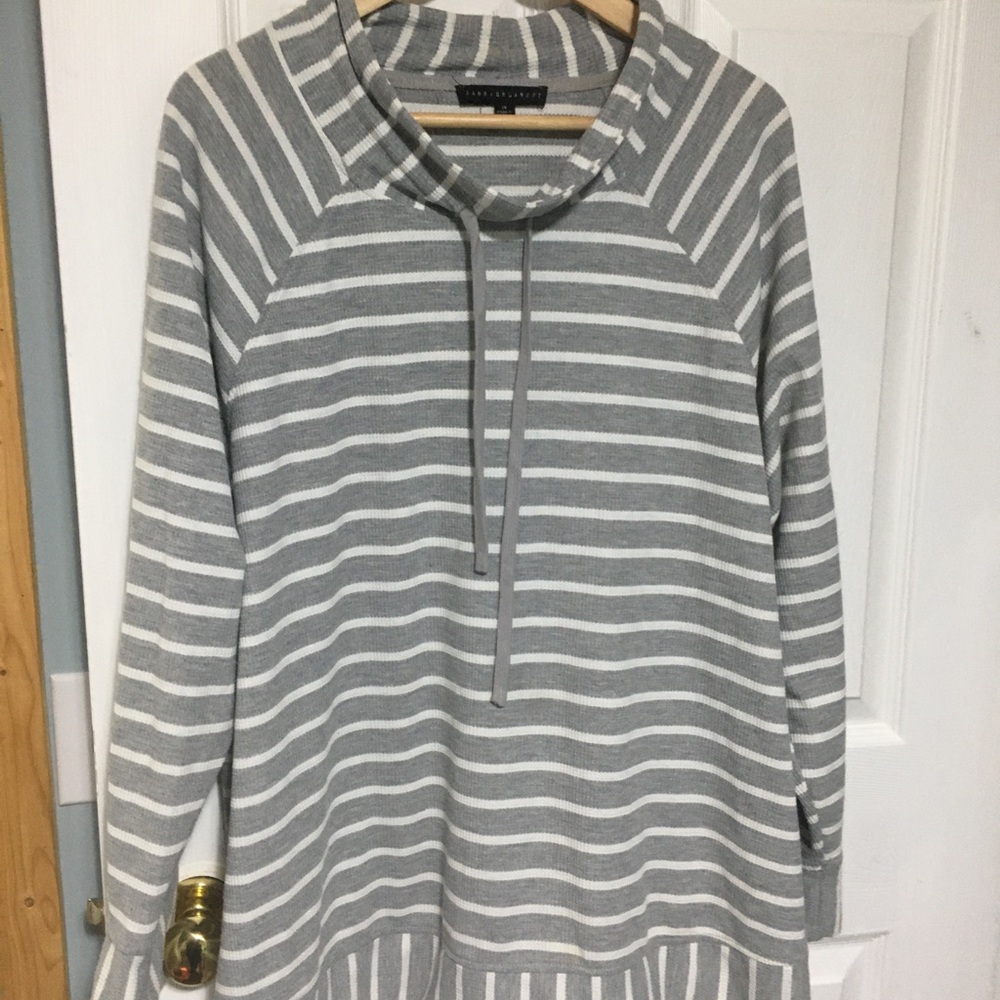 Gray Striped Women Top